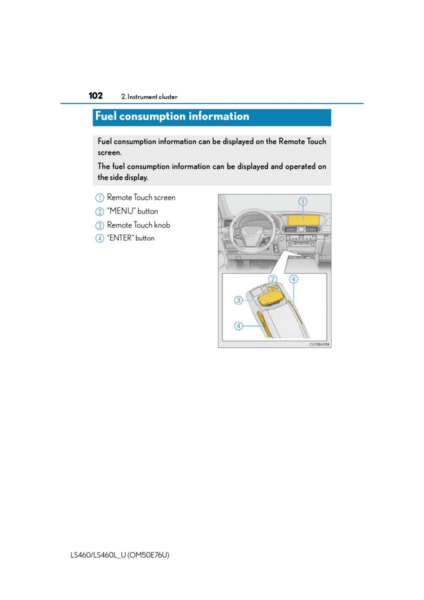 Lexus LS460 IV 4 owners manual / page 102