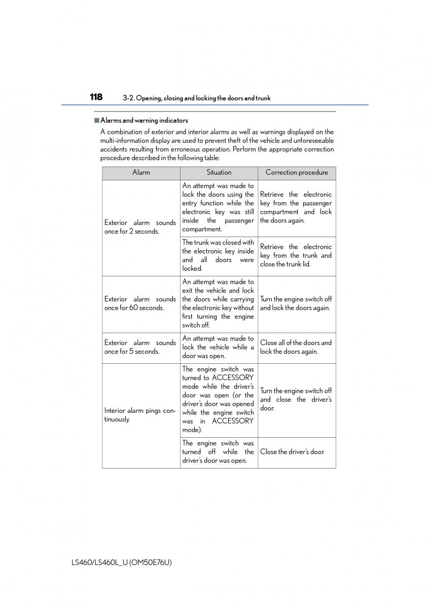 Lexus LS460 IV 4 owners manual / page 118