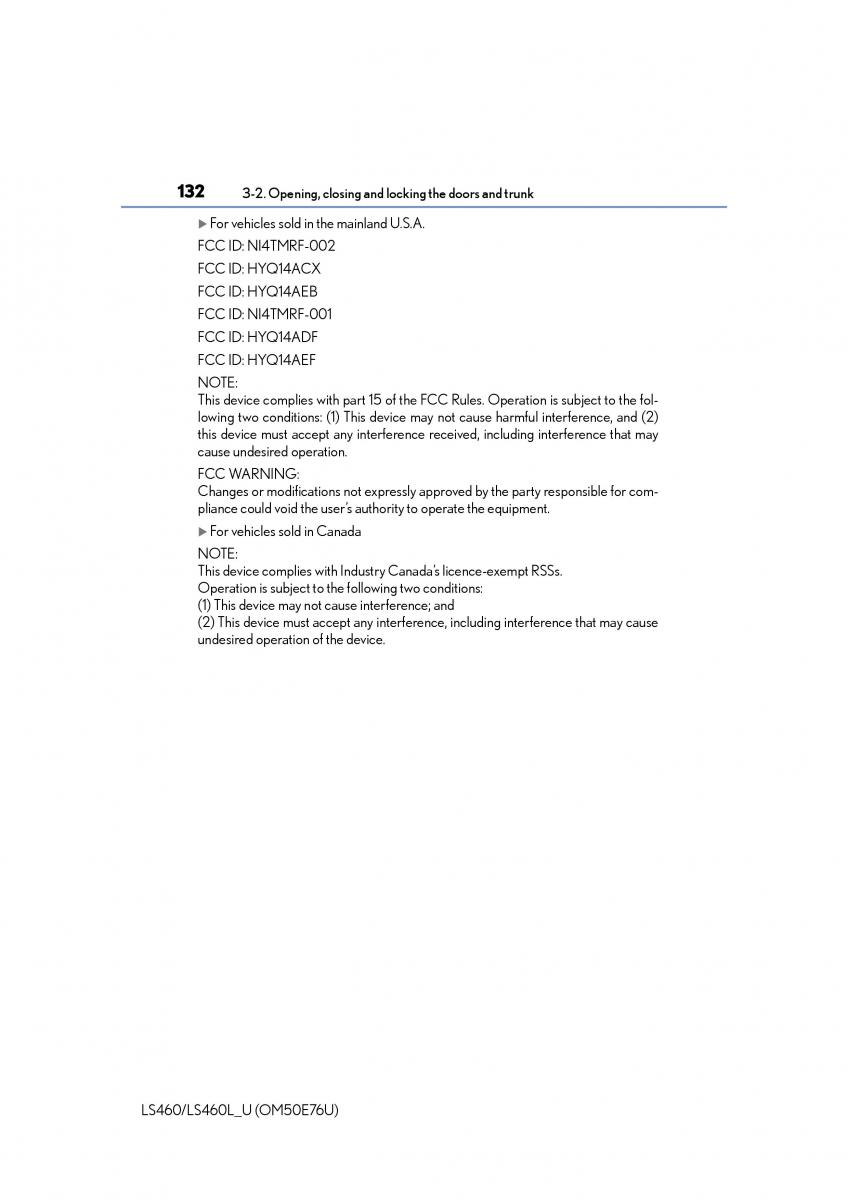 Lexus LS460 IV 4 owners manual / page 132