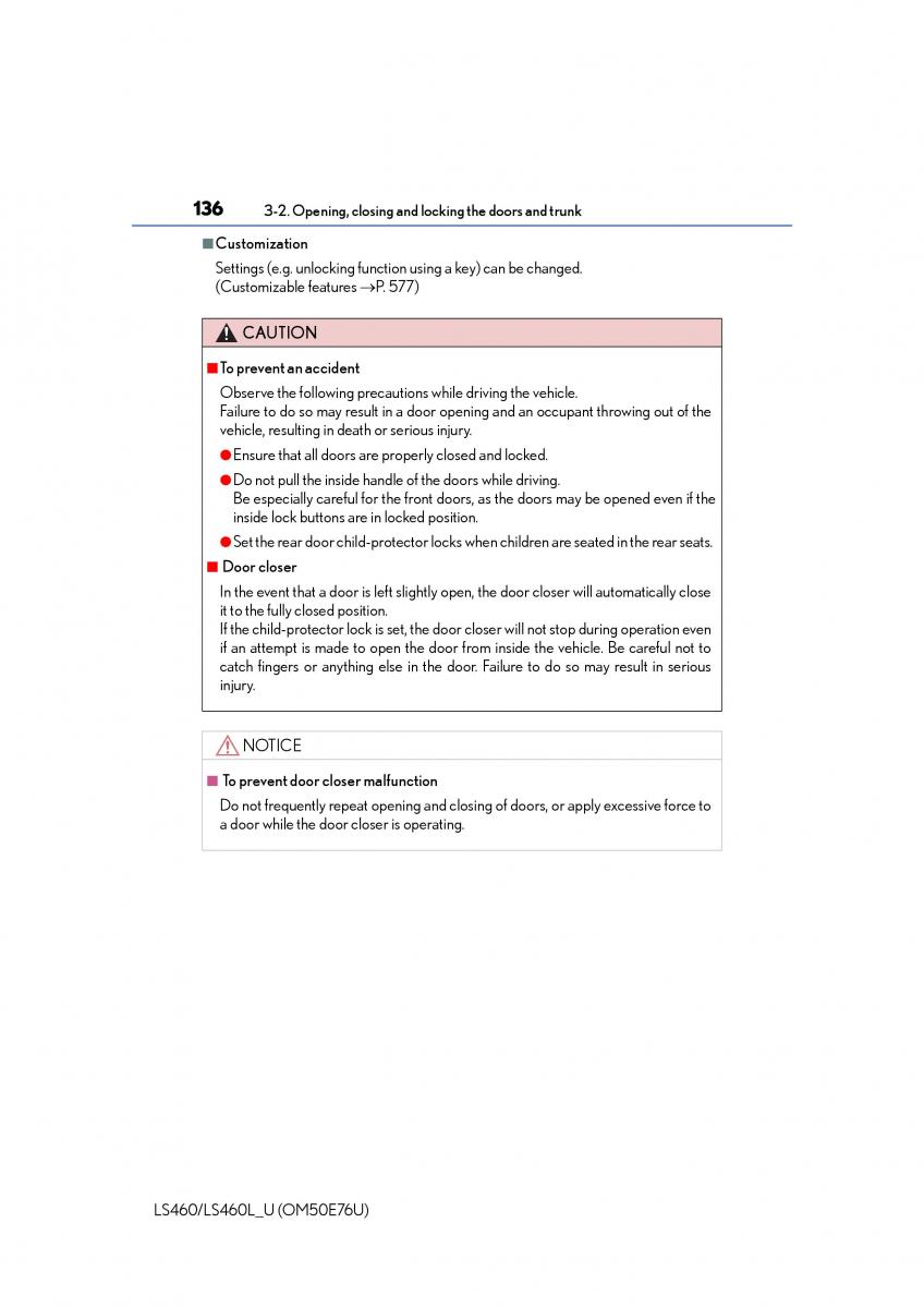 Lexus LS460 IV 4 owners manual / page 136