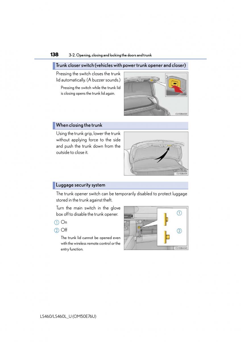 Lexus LS460 IV 4 owners manual / page 138