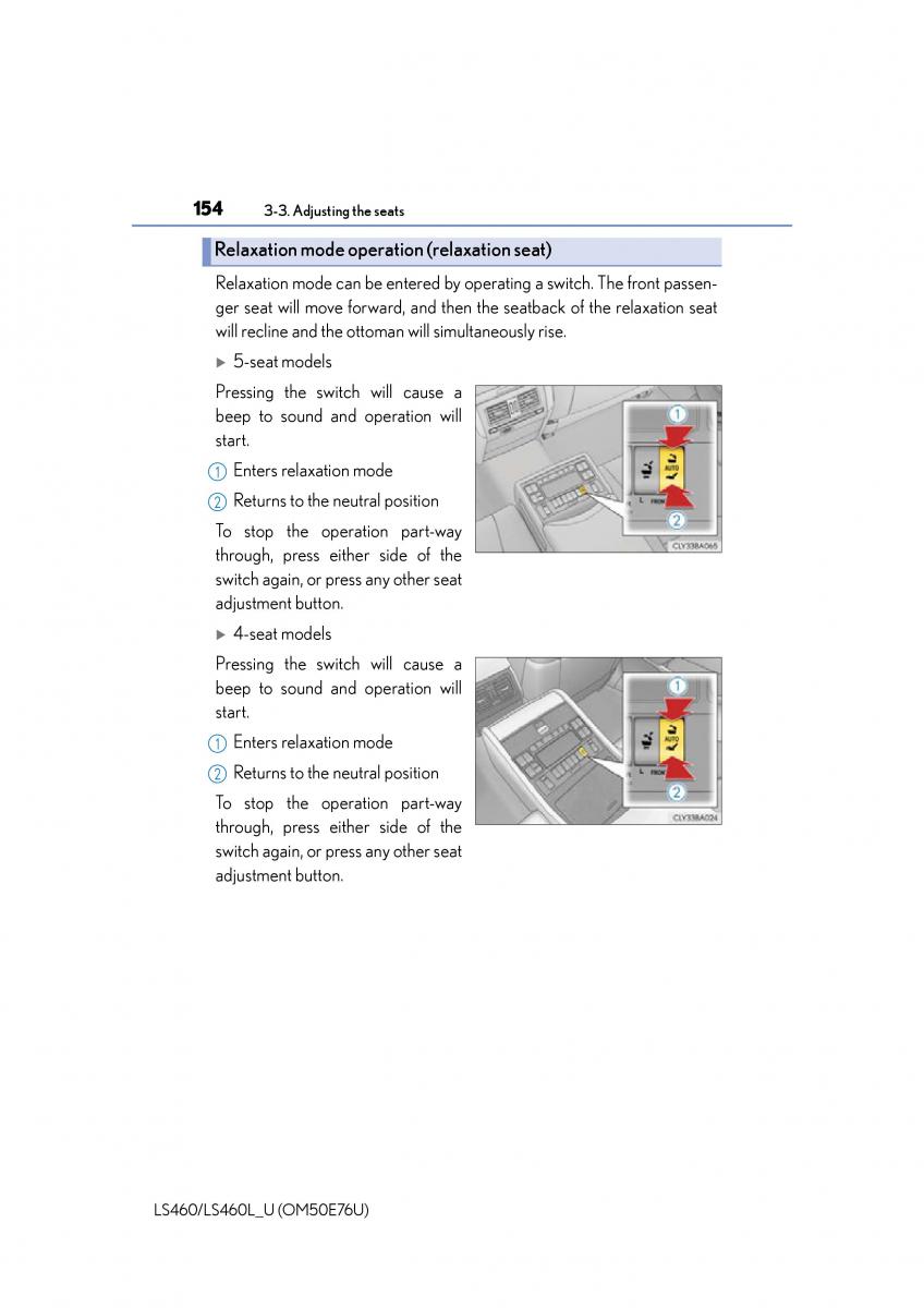 Lexus LS460 IV 4 owners manual / page 154