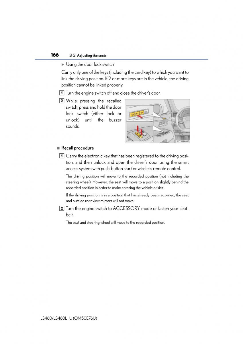 Lexus LS460 IV 4 owners manual / page 166