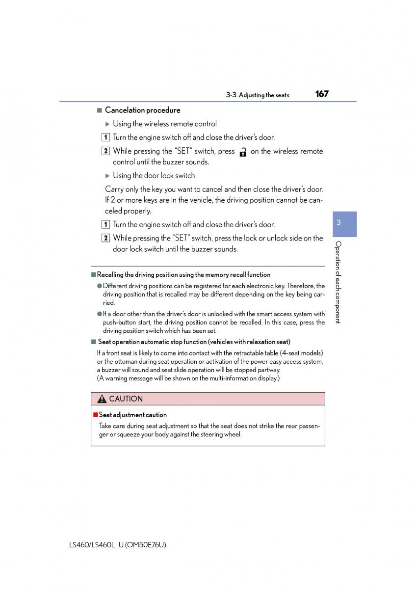 Lexus LS460 IV 4 owners manual / page 167