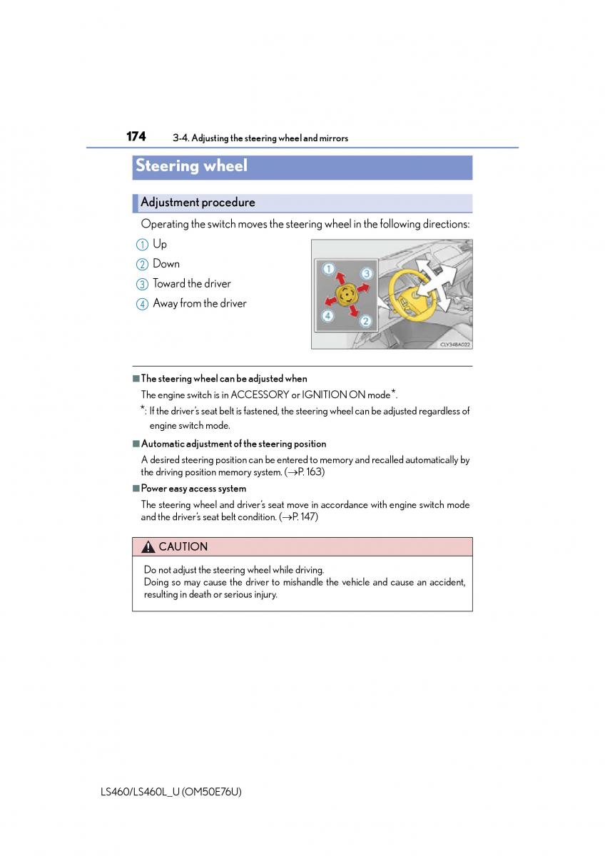 Lexus LS460 IV 4 owners manual / page 174