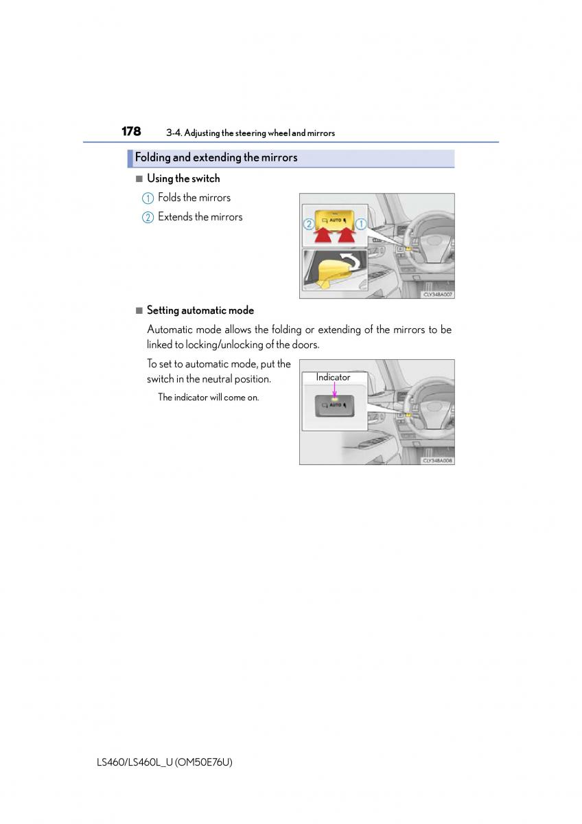 Lexus LS460 IV 4 owners manual / page 178