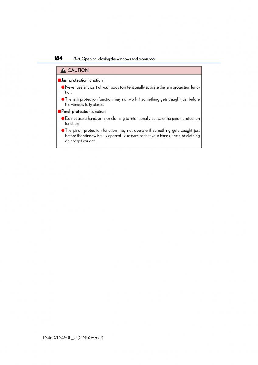 Lexus LS460 IV 4 owners manual / page 184