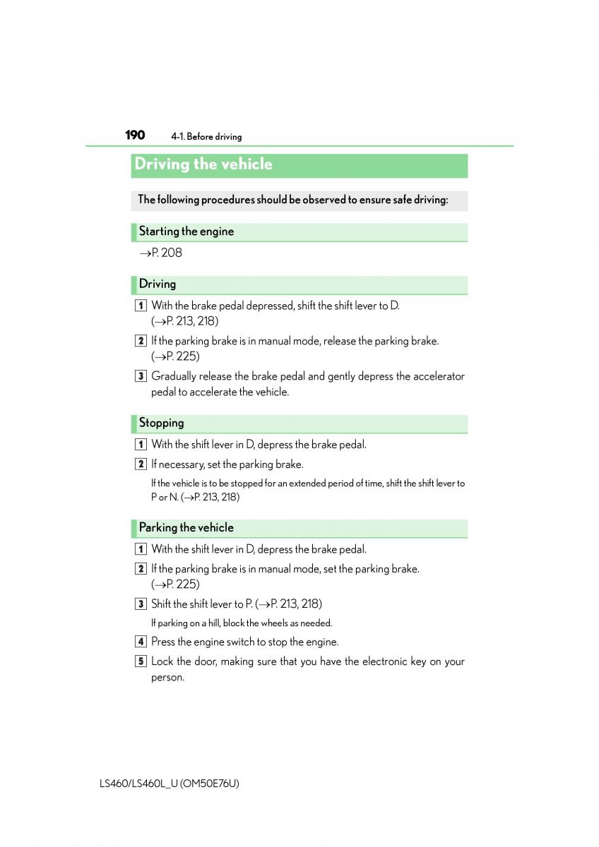 Lexus LS460 IV 4 owners manual / page 190