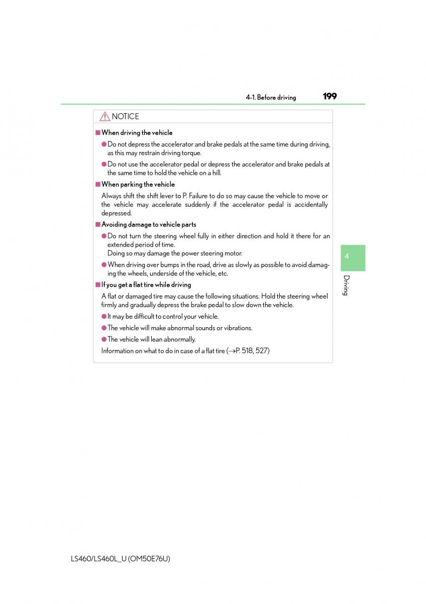 Lexus LS460 IV 4 owners manual / page 199