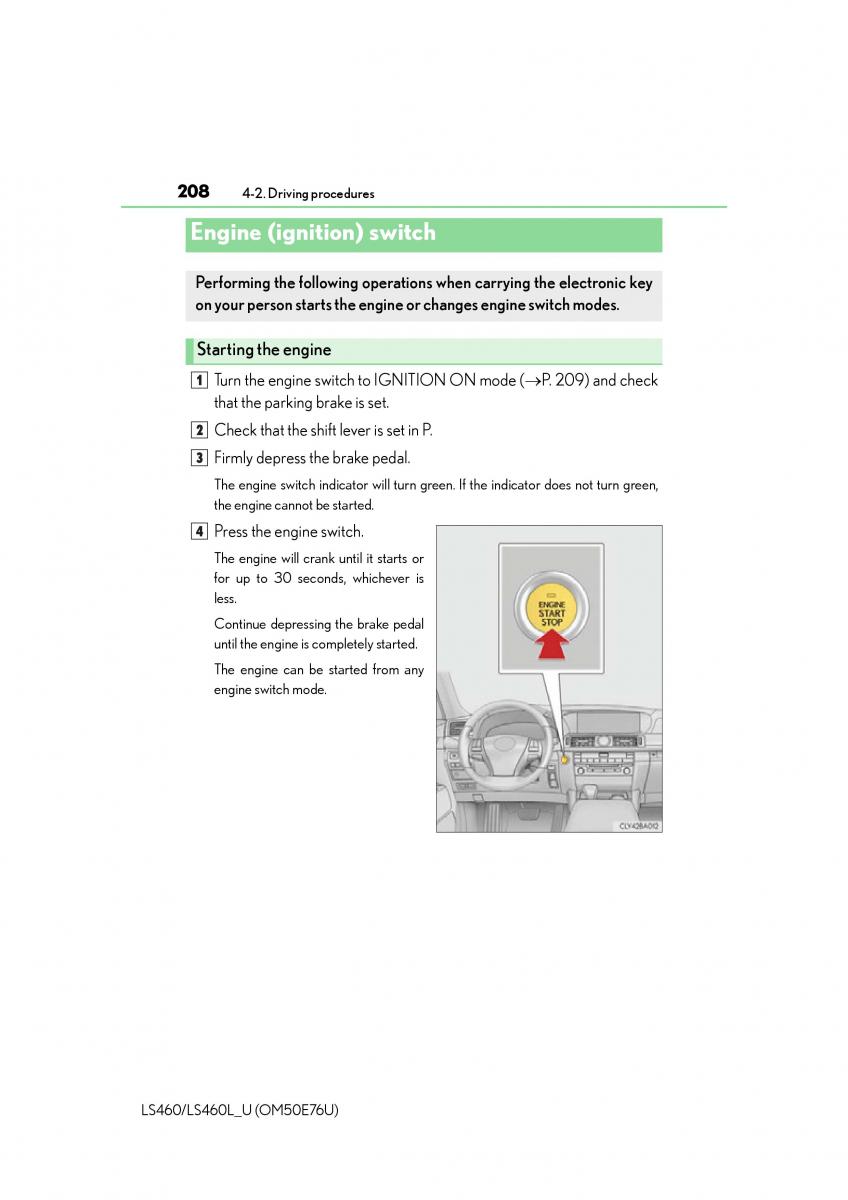 Lexus LS460 IV 4 owners manual / page 208