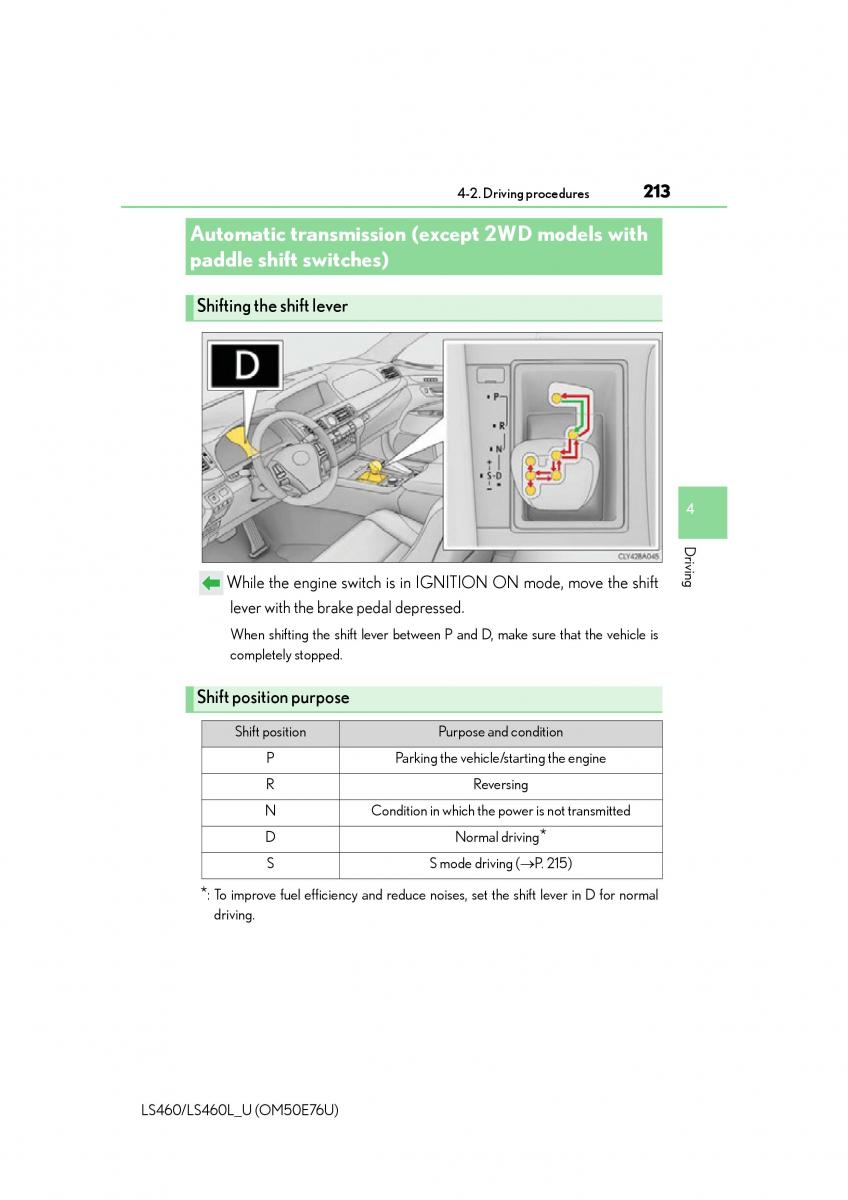 Lexus LS460 IV 4 owners manual / page 213