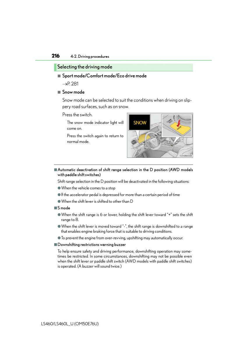 Lexus LS460 IV 4 owners manual / page 216