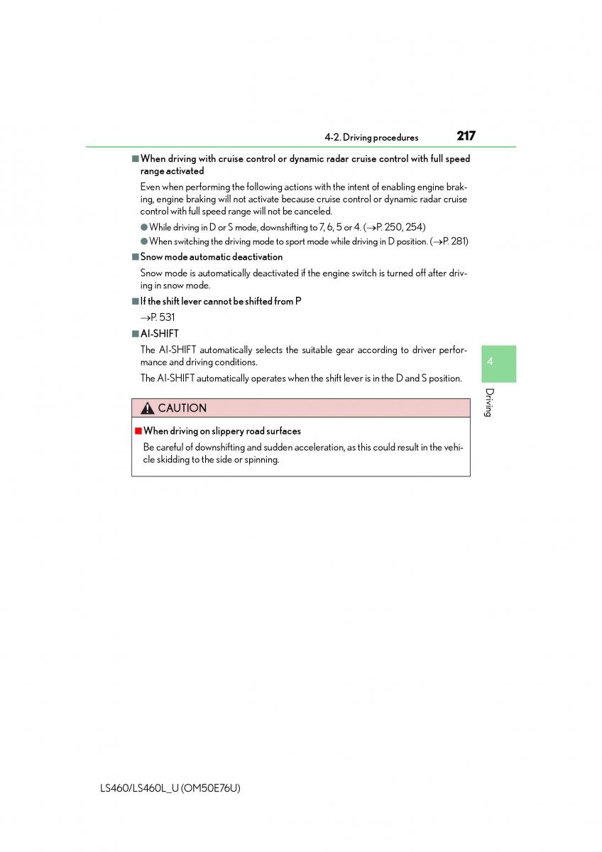 Lexus LS460 IV 4 owners manual / page 217