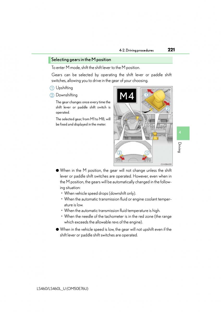 Lexus LS460 IV 4 owners manual / page 221