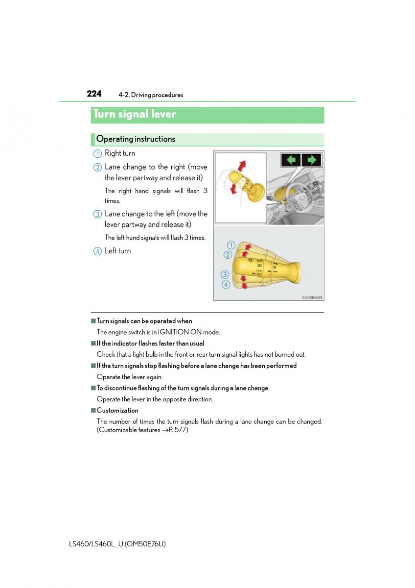 Lexus LS460 IV 4 owners manual / page 224