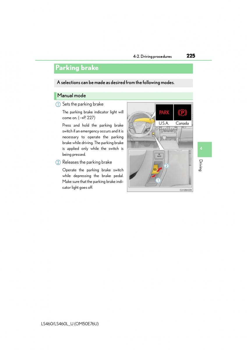 Lexus LS460 IV 4 owners manual / page 225