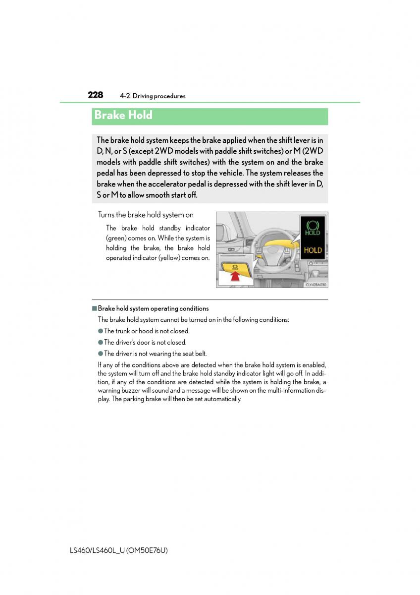 Lexus LS460 IV 4 owners manual / page 228