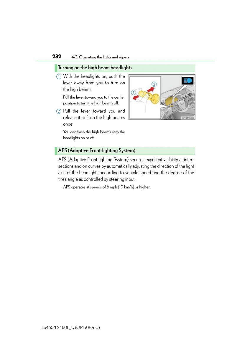 Lexus LS460 IV 4 owners manual / page 232