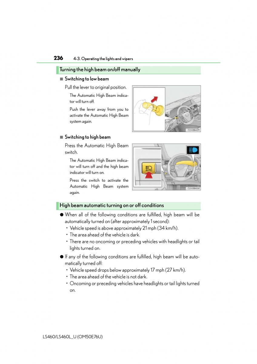 Lexus LS460 IV 4 owners manual / page 236