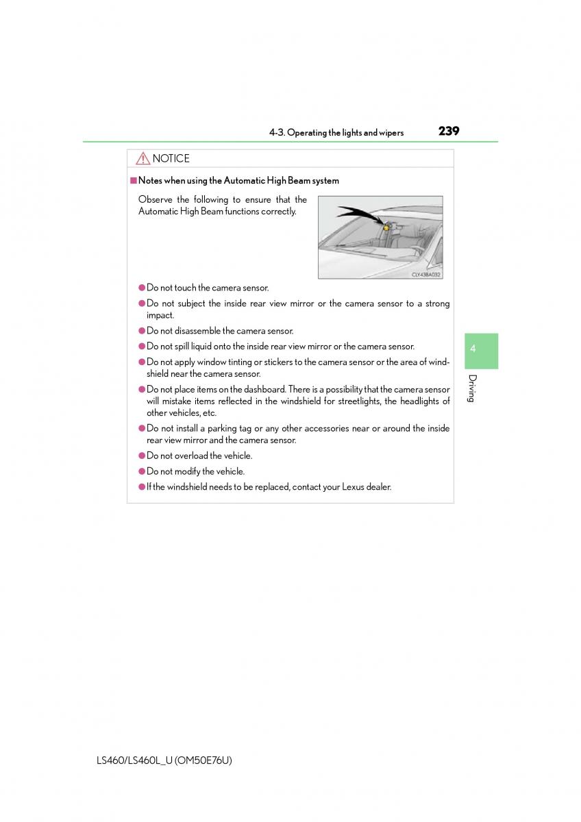 Lexus LS460 IV 4 owners manual / page 239