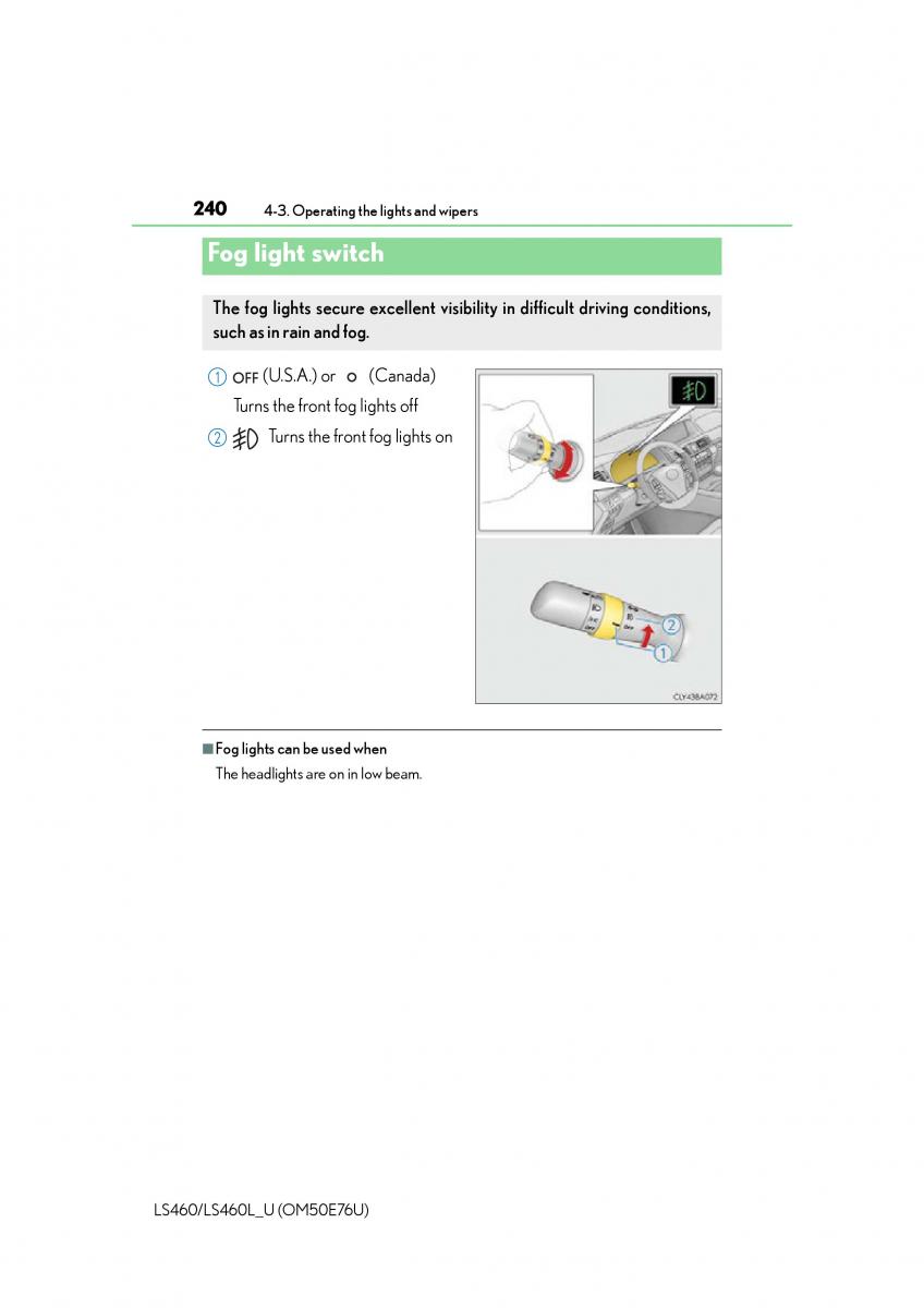 Lexus LS460 IV 4 owners manual / page 240