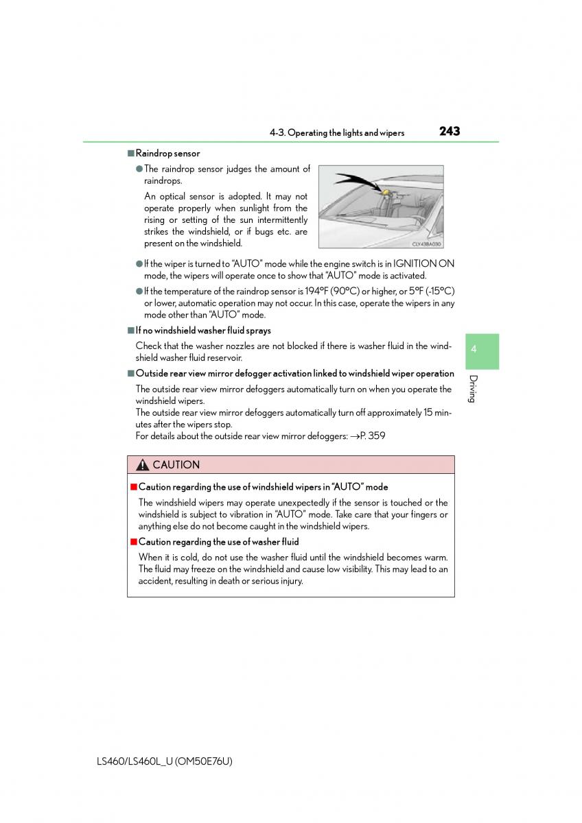 Lexus LS460 IV 4 owners manual / page 243