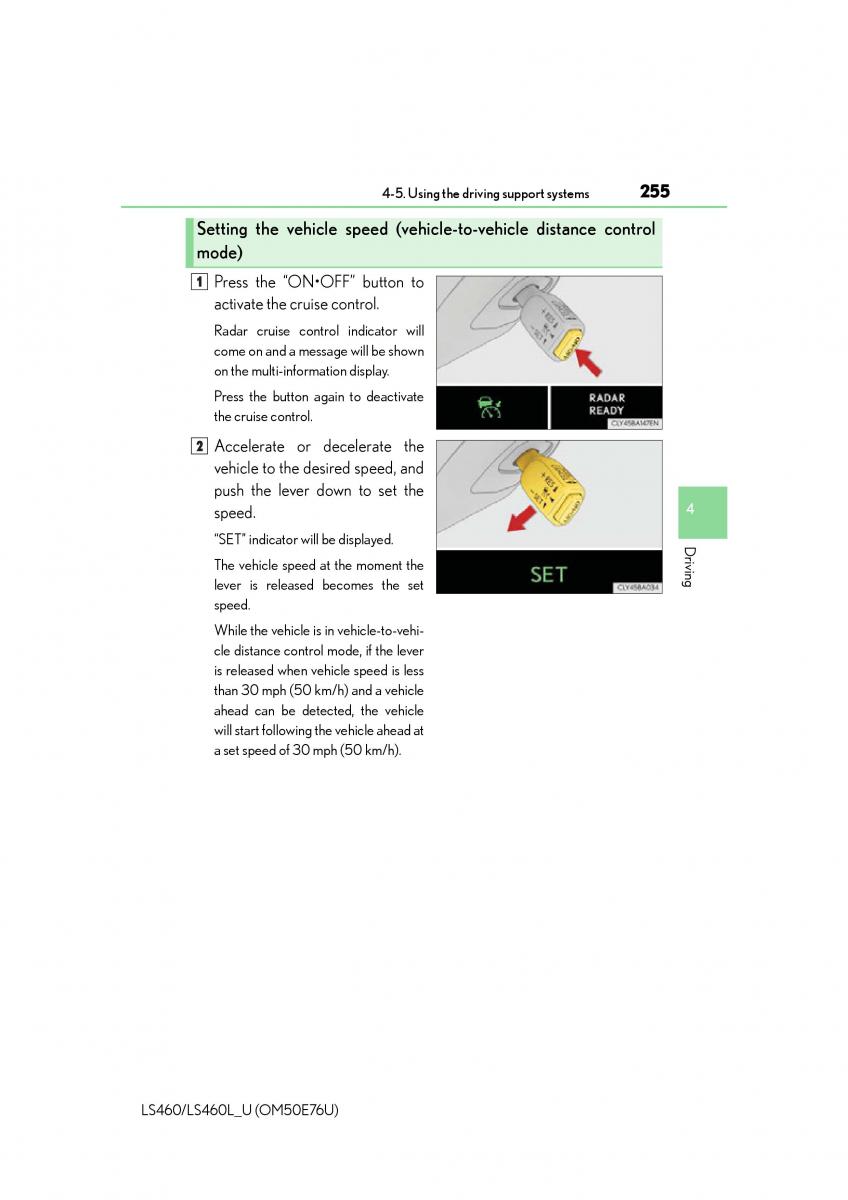 Lexus LS460 IV 4 owners manual / page 255