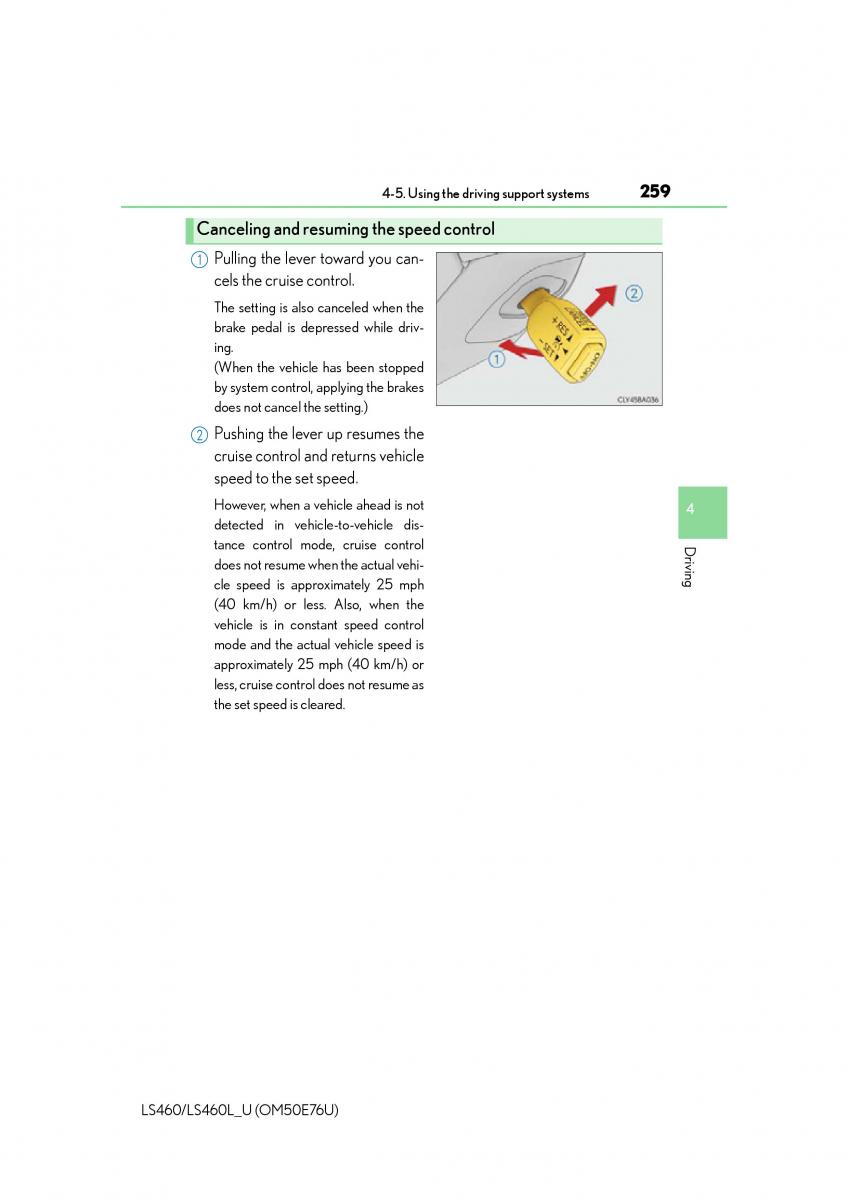 Lexus LS460 IV 4 owners manual / page 259