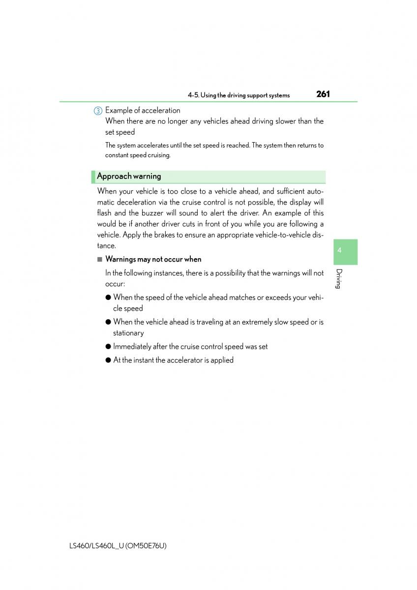 Lexus LS460 IV 4 owners manual / page 261