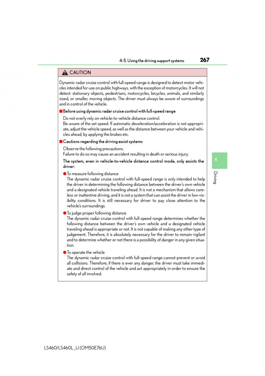 Lexus LS460 IV 4 owners manual / page 267