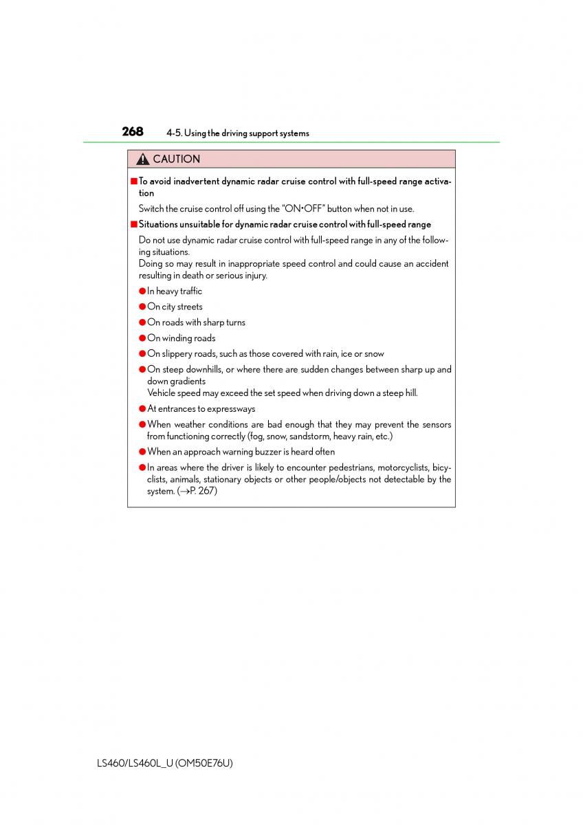 Lexus LS460 IV 4 owners manual / page 268