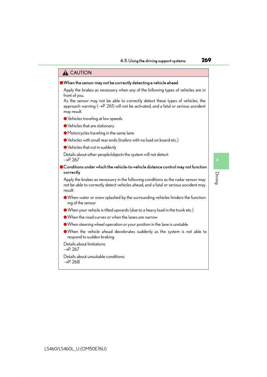 Lexus LS460 IV 4 owners manual / page 269