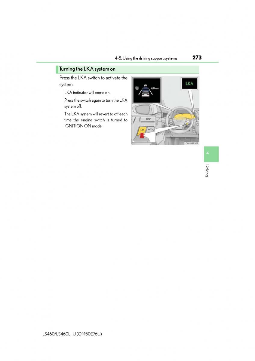 Lexus LS460 IV 4 owners manual / page 273