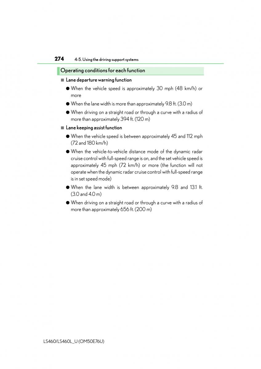 Lexus LS460 IV 4 owners manual / page 274