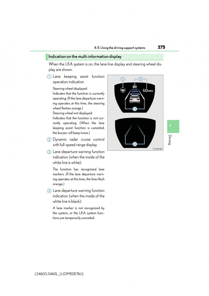 Lexus LS460 IV 4 owners manual / page 275