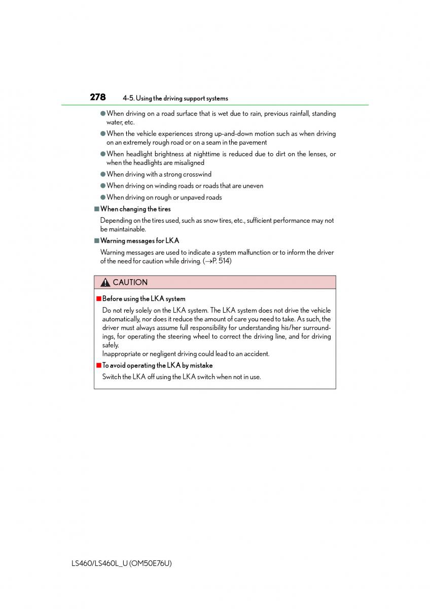 Lexus LS460 IV 4 owners manual / page 278