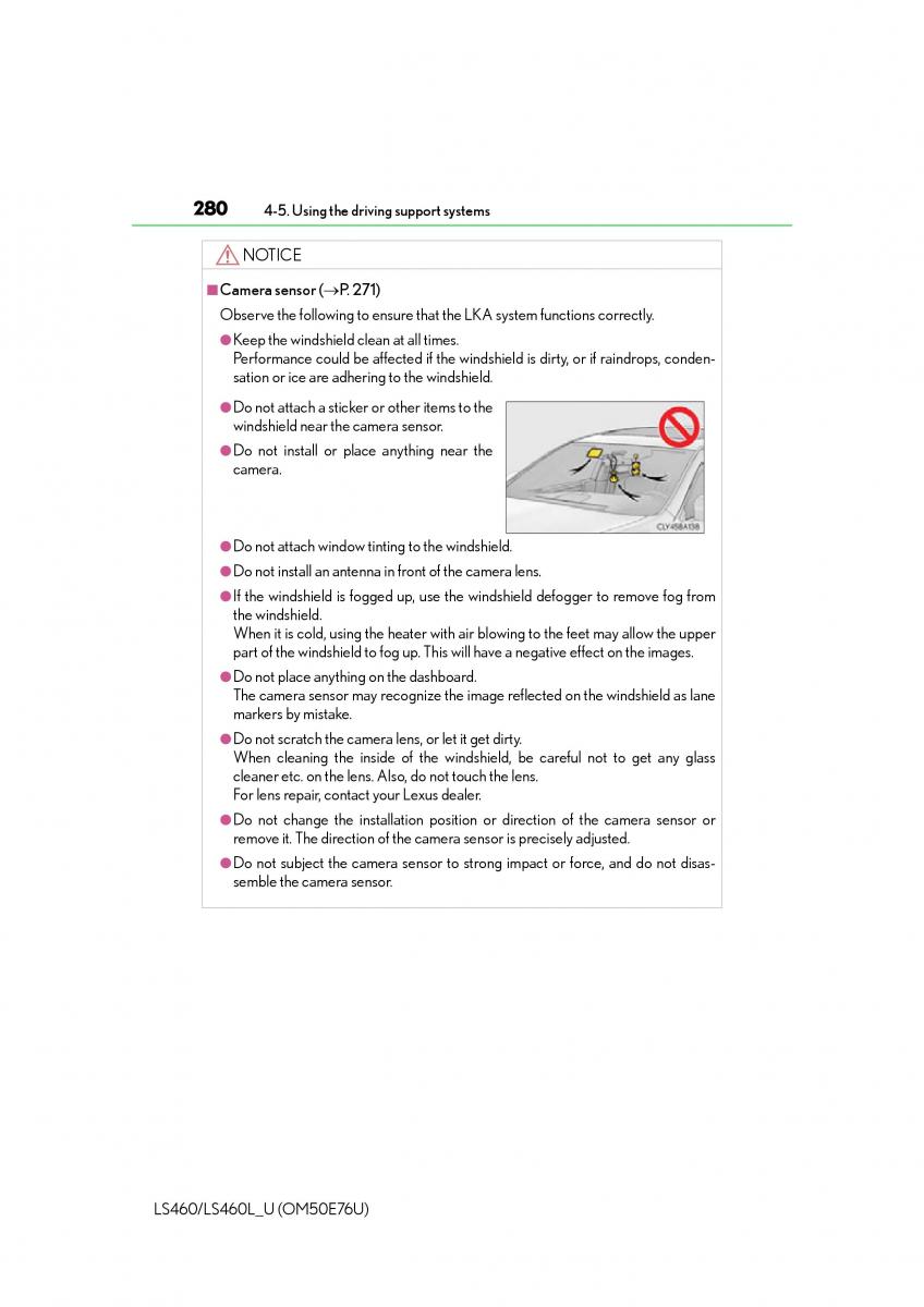 Lexus LS460 IV 4 owners manual / page 280