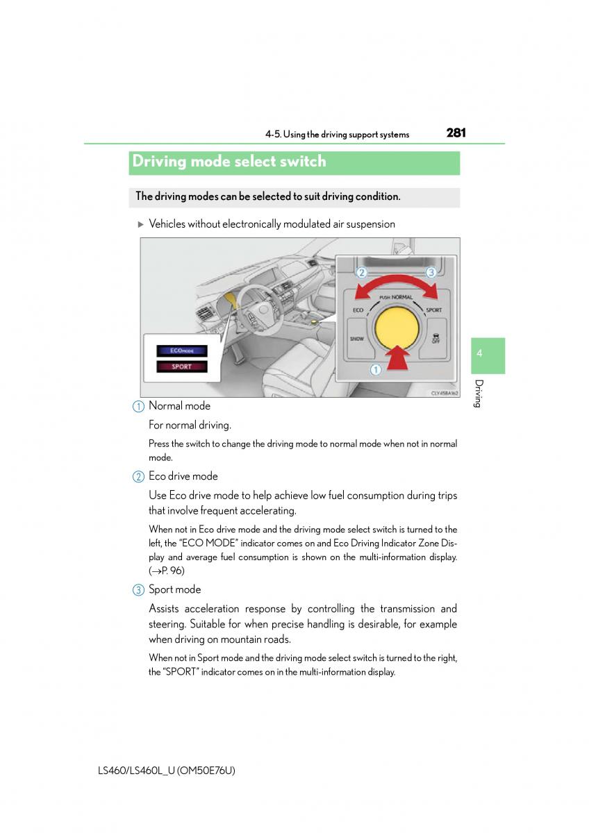 Lexus LS460 IV 4 owners manual / page 281