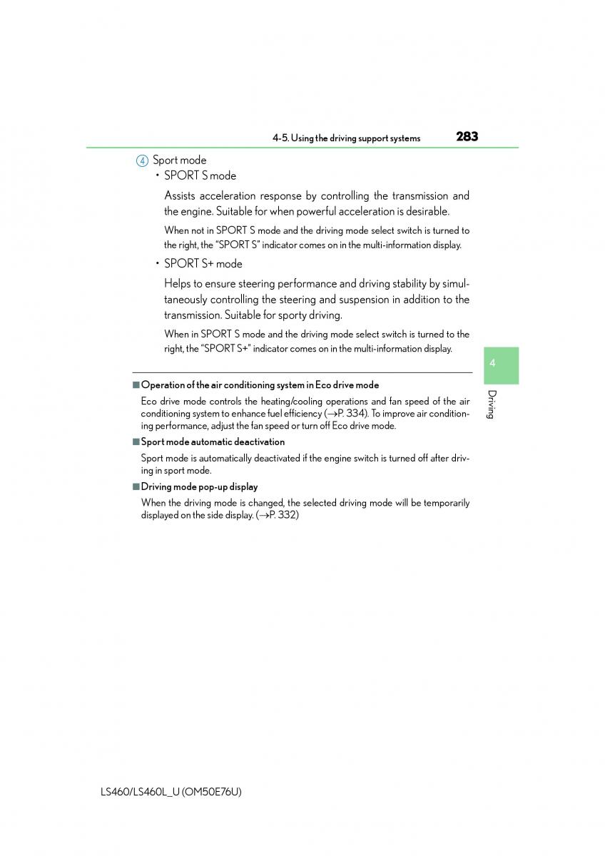 Lexus LS460 IV 4 owners manual / page 283