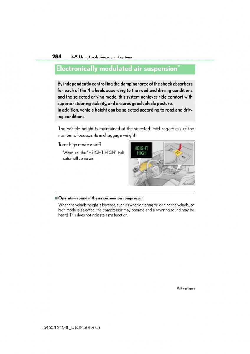 Lexus LS460 IV 4 owners manual / page 284