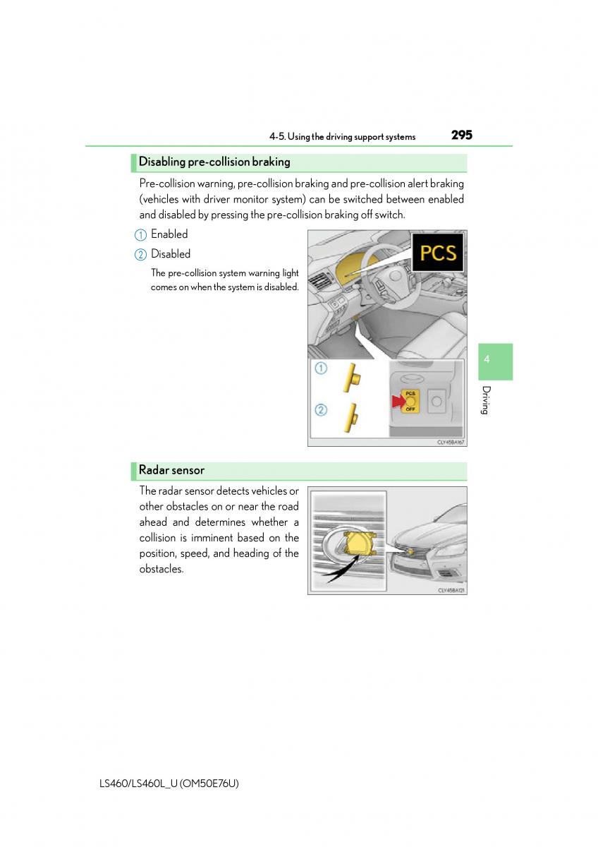 Lexus LS460 IV 4 owners manual / page 295