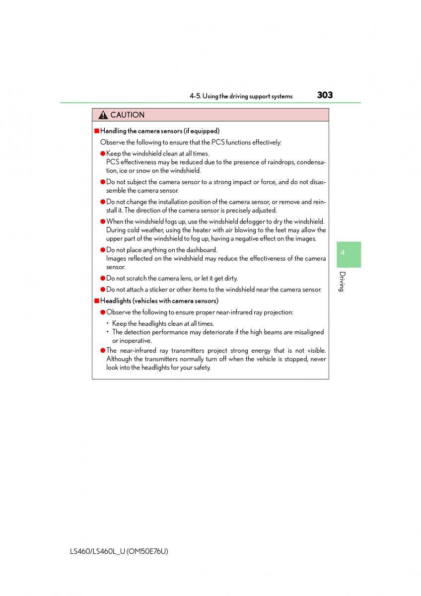 Lexus LS460 IV 4 owners manual / page 303