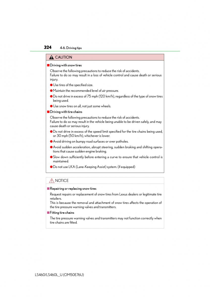 Lexus LS460 IV 4 owners manual / page 324