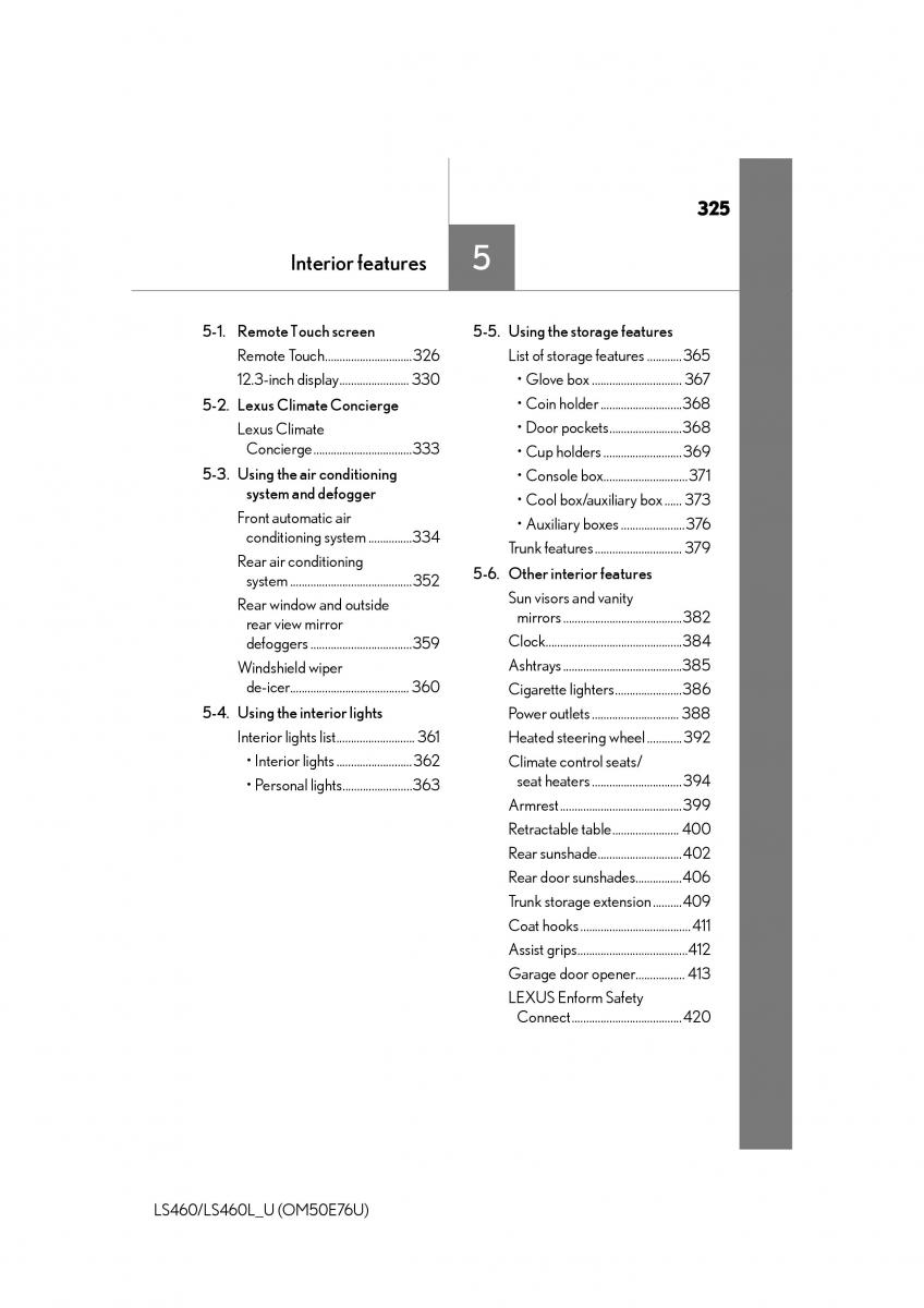 Lexus LS460 IV 4 owners manual / page 325