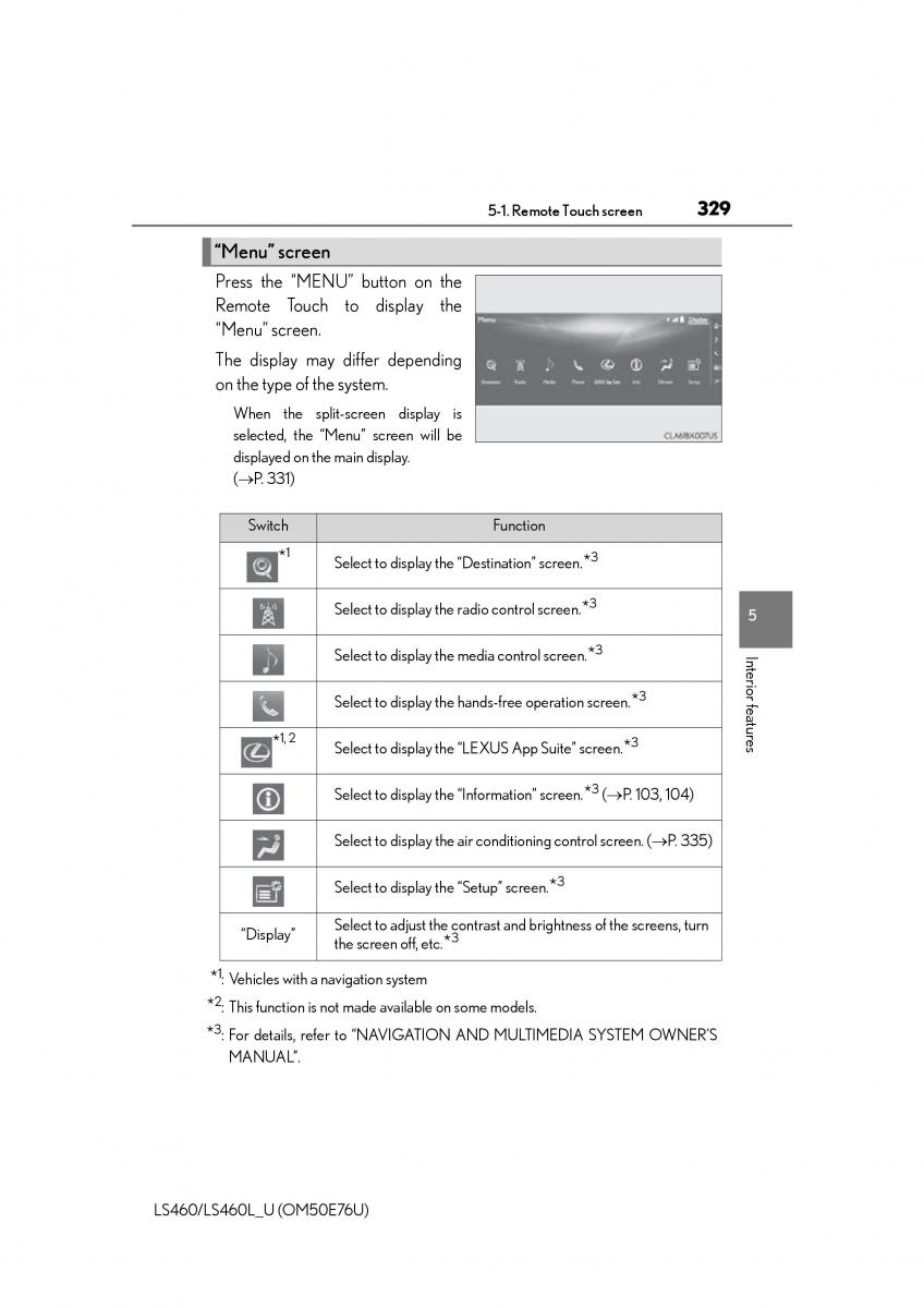 Lexus LS460 IV 4 owners manual / page 329