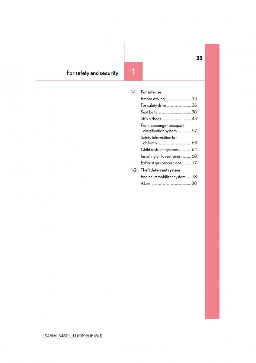 Lexus LS460 IV 4 owners manual / page 33