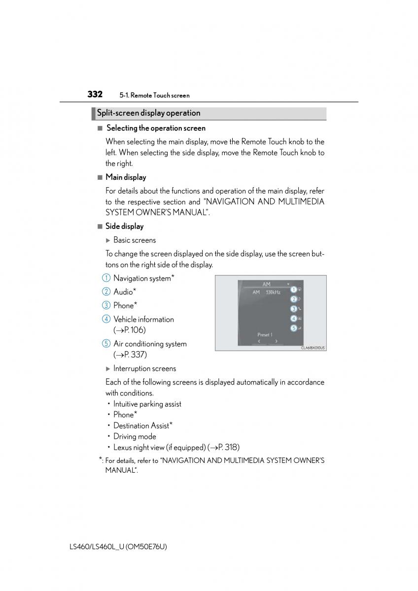 Lexus LS460 IV 4 owners manual / page 332