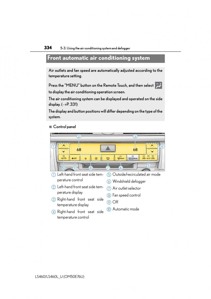 Lexus LS460 IV 4 owners manual / page 334