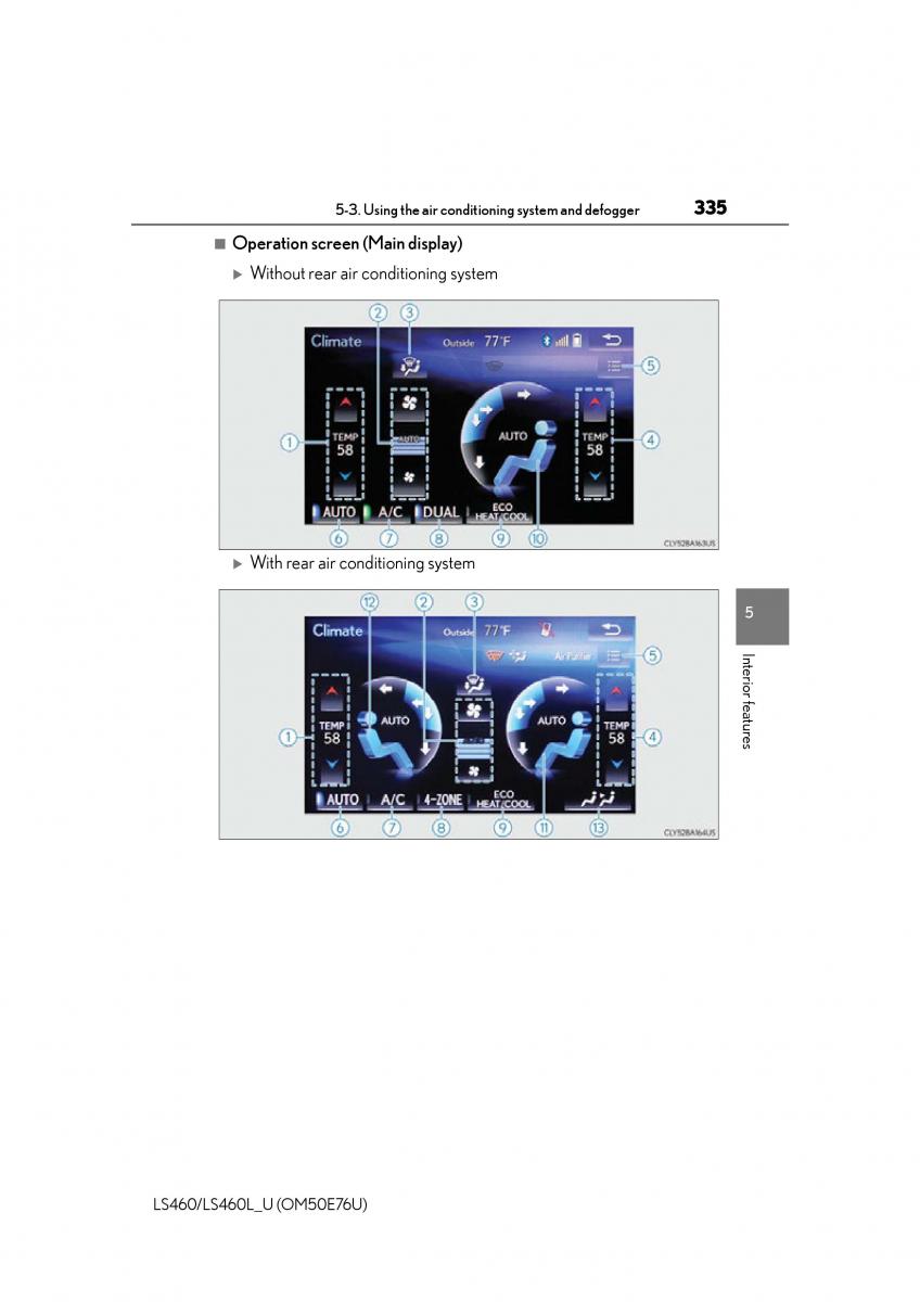 Lexus LS460 IV 4 owners manual / page 335