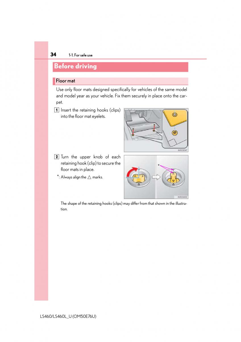 Lexus LS460 IV 4 owners manual / page 34